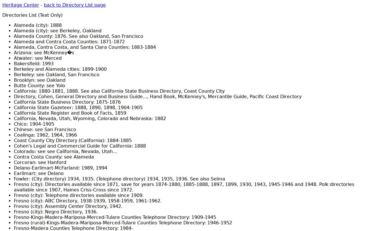 Reedley directory research in the FCPL holdings inventory