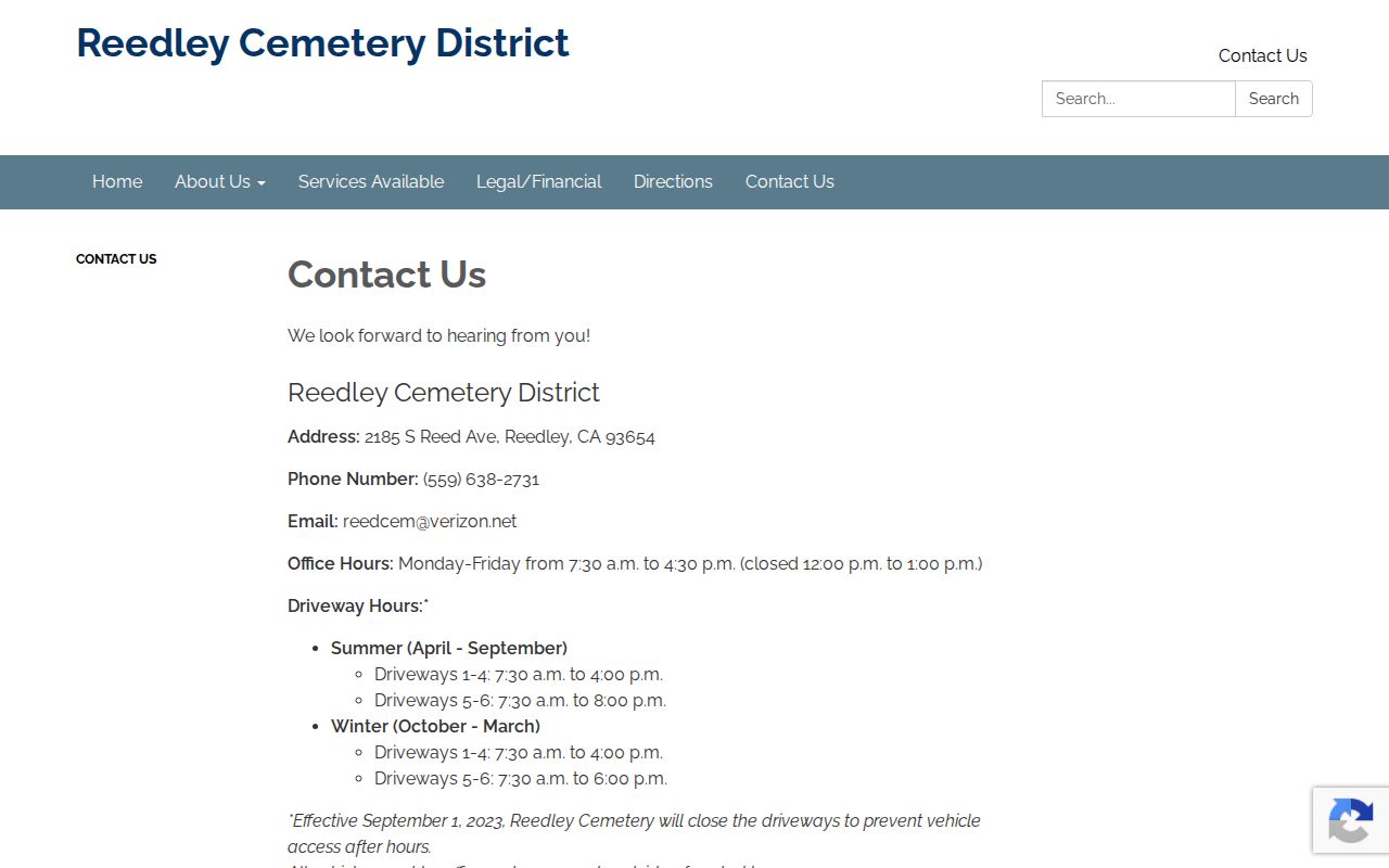 Reedley people directories cemetery contact form