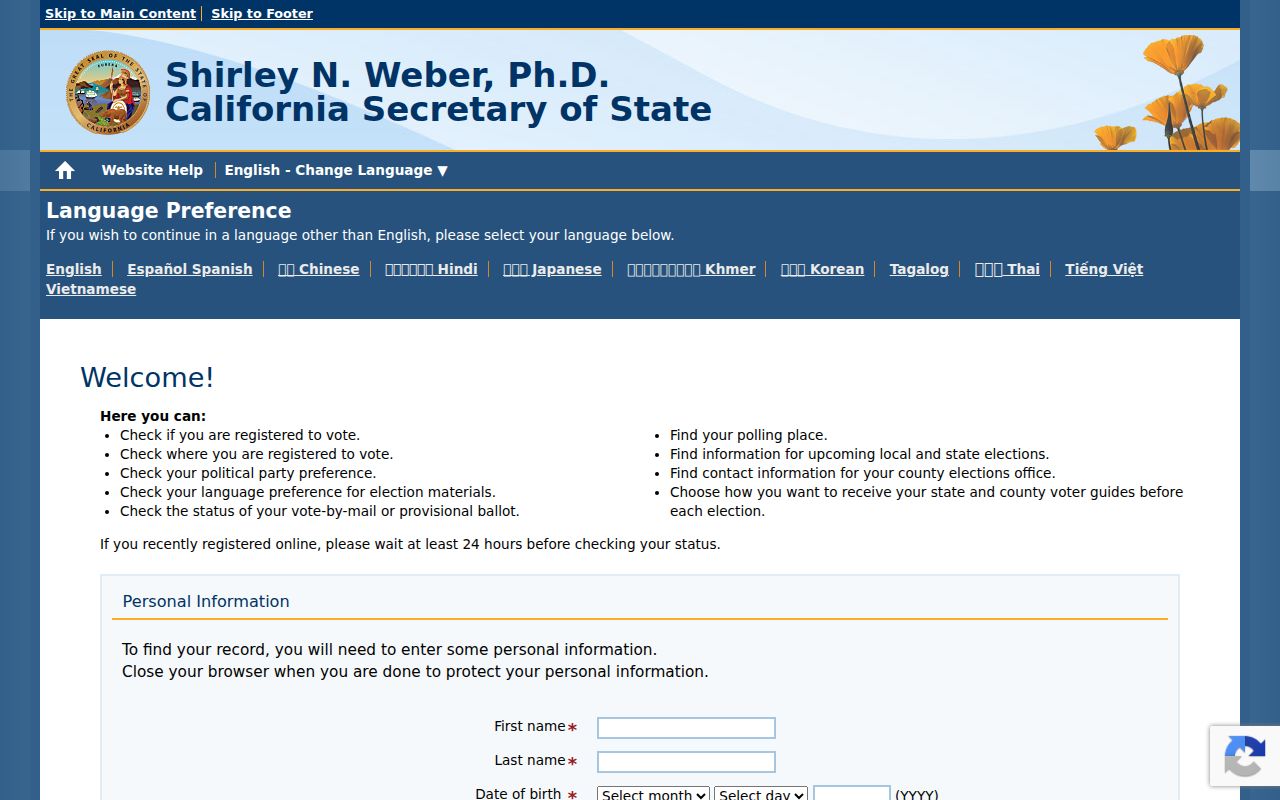 Reedley people search using California My Voter Status