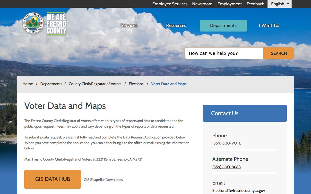 Reedley voter registration records on the Fresno County voter data and maps page